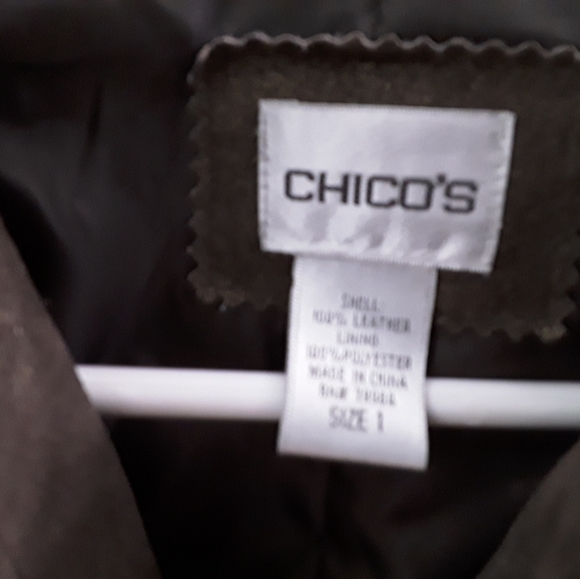 Chico's Size 1 Leather Shacket - Picture 5 of 7